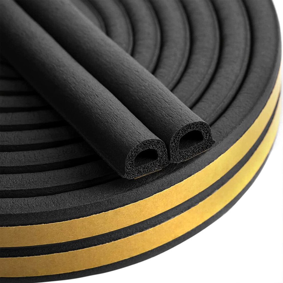 Draught Excluder Tape For Door Window, Self-Adhesive Weather Stripping, 6M Type D Sealing Foam Tape Strip Against Cold 5051226625510