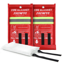 FIREWESS Emergency Fire Blanket, 2 Pack Fiberglass Flame Retardant Fire Blankets Emergency for Home, Kitchen, Car, Office, Grill
