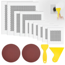 flintronic 14PCS Wall Repair Patch, 2/4/6 inch Wall Repair Kit, Includes 10 Pcs Self Adhesive Walls Hole Filler Patchs with 2 Sandpaper, 2 Scraper fo
