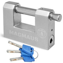Magmaus RTL80 [Never-Rust] Heavy Duty Shipping Container Padlock with 3 Keys - [High Security] - Weatherproof Outdoor Lock - [Stainless Steel]
