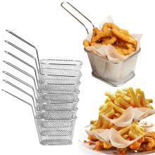 Xygobla 8 PCS Chip Serving Baskets, Stainless Steel Mini Fry Basket with Handle for French Fries, Onion Rings, Chicken Wings