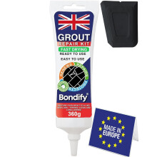 BONDIFY Waterproof Black Grout Reviver Ready Mixed, 360g FAST DRYING, EXTRA VOLUME Anti Mould Waterproof Grout Repair Kit Black Tile Grout for Patio