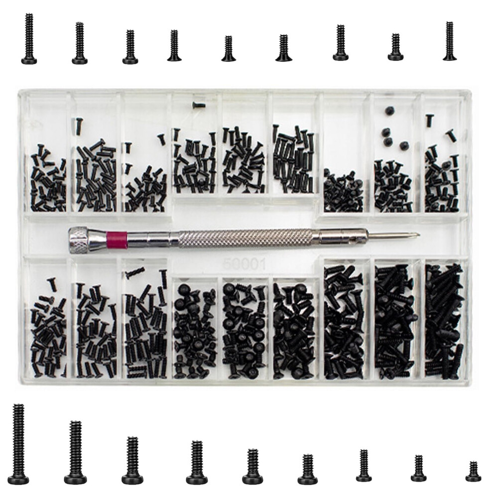 500-Piece Micro Screw Assortment Kit - M1.2, M1.4, M2 Sizes For Electronics, Eyeglasses, Watches - Precision Repair Tool Set 5051226632808