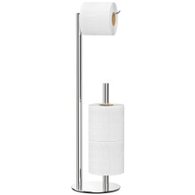Brushed Nickel Toilet Paper Holder Stand,Free-Standing Toilet Paper Storage,Stainless Steel Toilet Tissue Paper Roll Storage Shelf and Dispenser