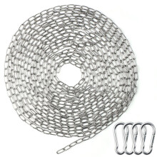 304 Stainless Steel Chains,8 Metres 1.5mm Heavy Duty Chain Links with 4 Carabiner,Metal Round Steel Chain Corrosion and Rust