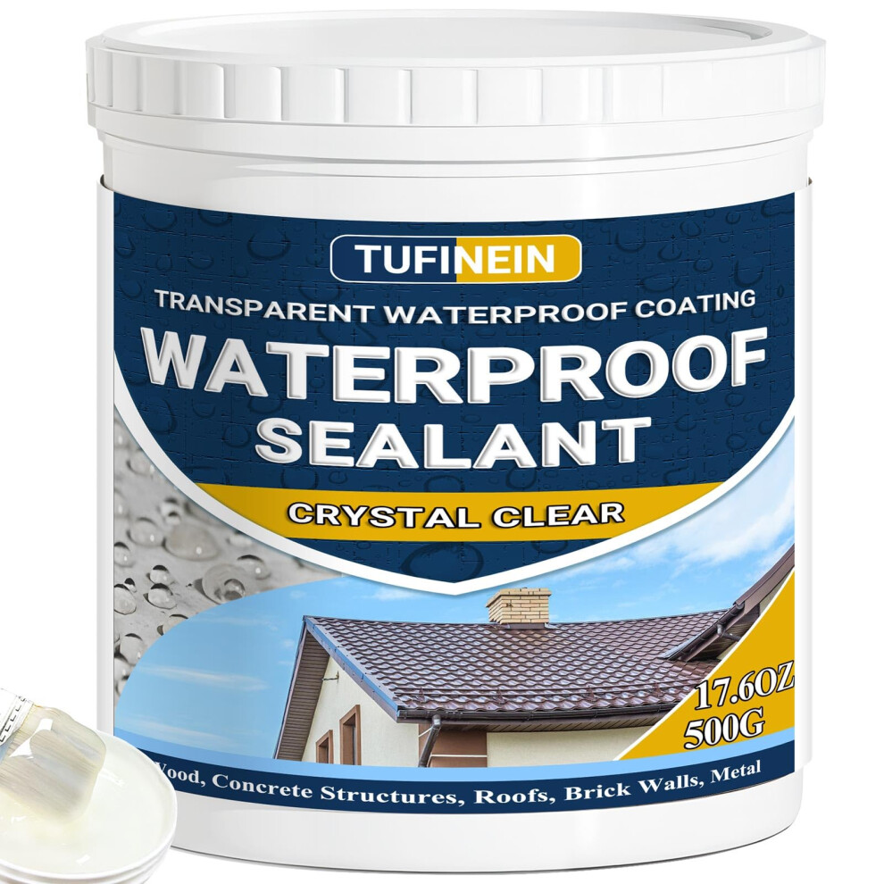 Liquid Waterproof Sealant Clear, Tufinein Invisible Anti-Leaking Sealant Agent, Transparent Waterproof Coating Water-Based Indoor & Outdoor Roofs 5051226588914
