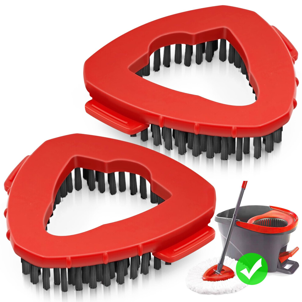 Dolanx Scrub Brush Attachments For Vileda Turbo Mop, 2 Pcs Scrubber Head, Triangle Spin Mop Hard Bristles Cleaning Brush Replacement Accessories For 5051226633294