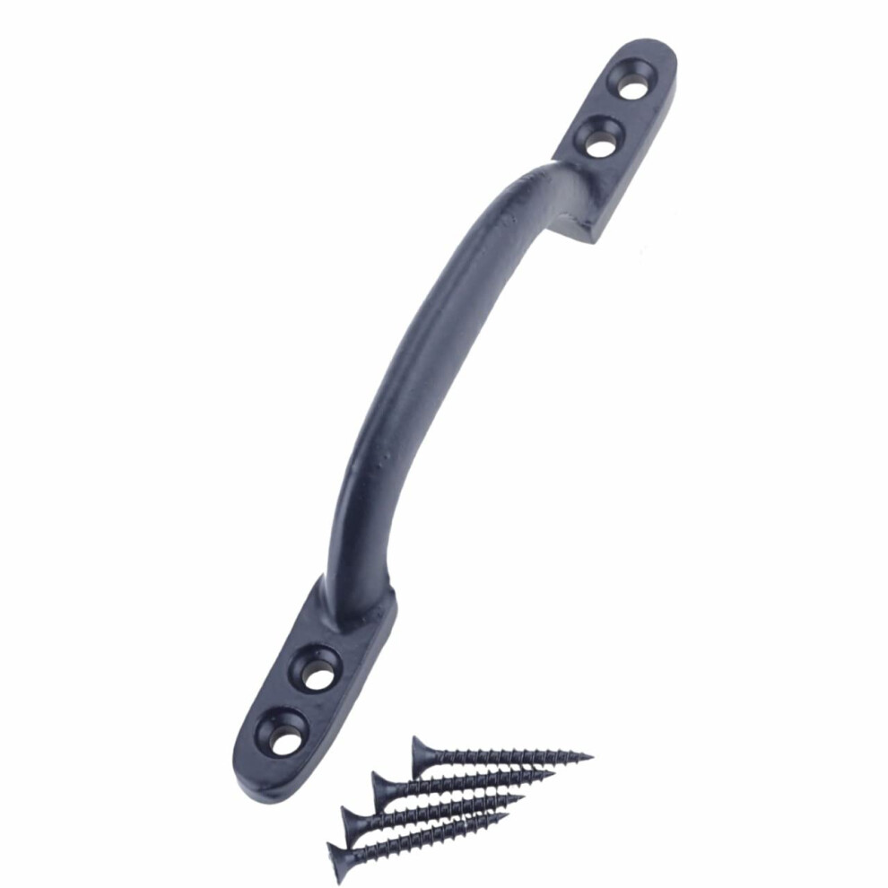 Sul Black Cast Iron Hot Bed Handles With Screw For Indoor Or Outdoor Use, Black Japanned D Handle Gate Handle For Garden Gates, Shed Doors 5051226663239