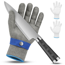 flintronic Cut Resistant Gloves, Level 9 Protection Stainless Steel Mesh Cut Proof Gloves, Safety Work Gloves with 2 Cotton Gloves