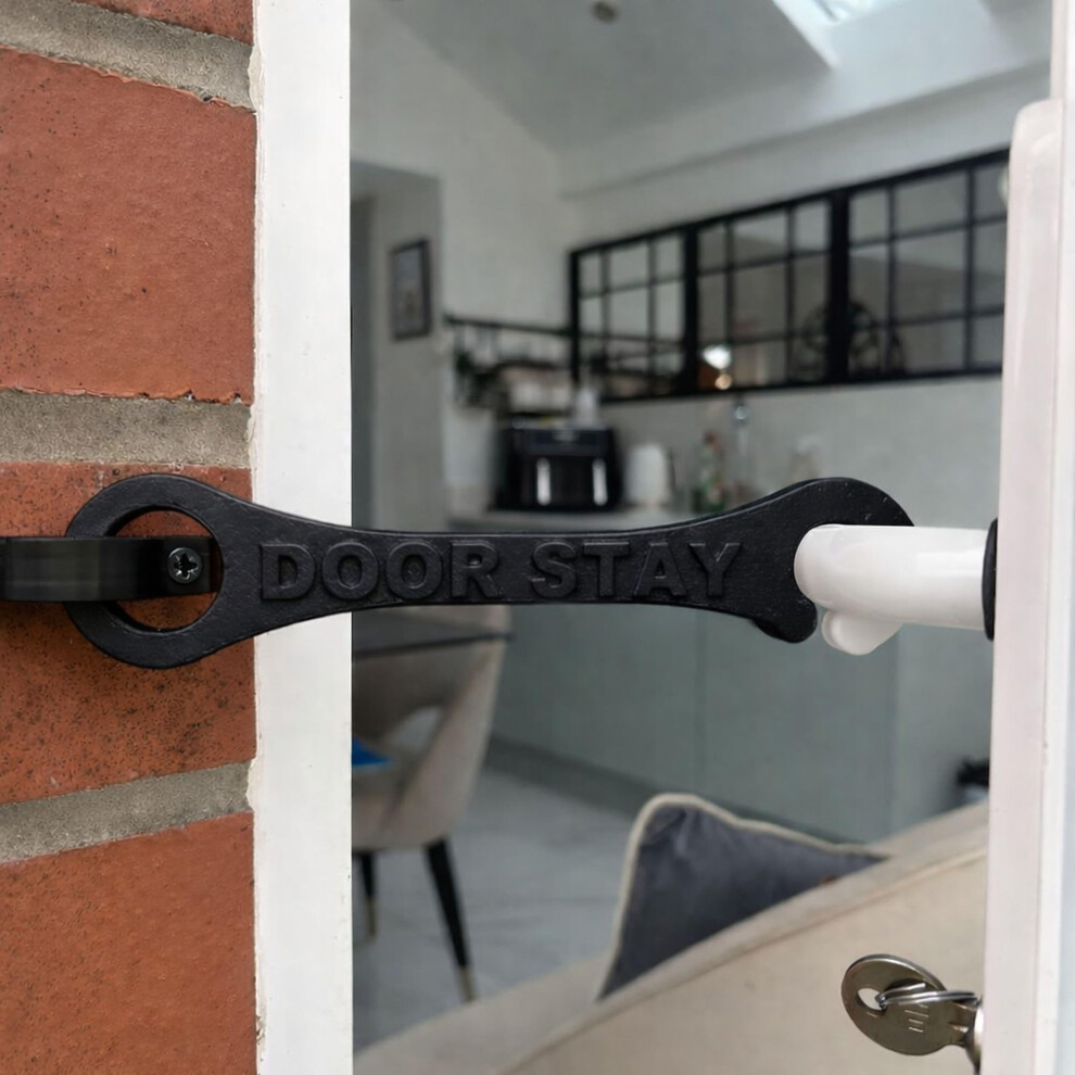 Door Stay Bi-Fold Door Stay Â Hook & Eye Latch Style Door Holder & Restraint Â Holds Bi-Fold Doors Open Securely 5051226629112