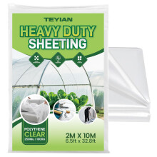 TEYIAN 2 x 10M Heavy Duty Polythene Plastic Sheeting Thickened Plastic Dust Sheets Garden Grow Polythene Cover Sheets Dustproof Waterproof