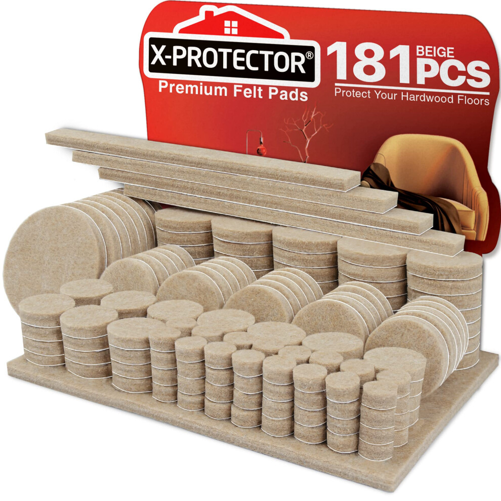 Felt Furniture Pads X-Protector 181 Pcs Â Premium Floor Protectors For Furniture - Ultra Large Pack Furniture Felt Pads For Furniture Feet 5051226613364