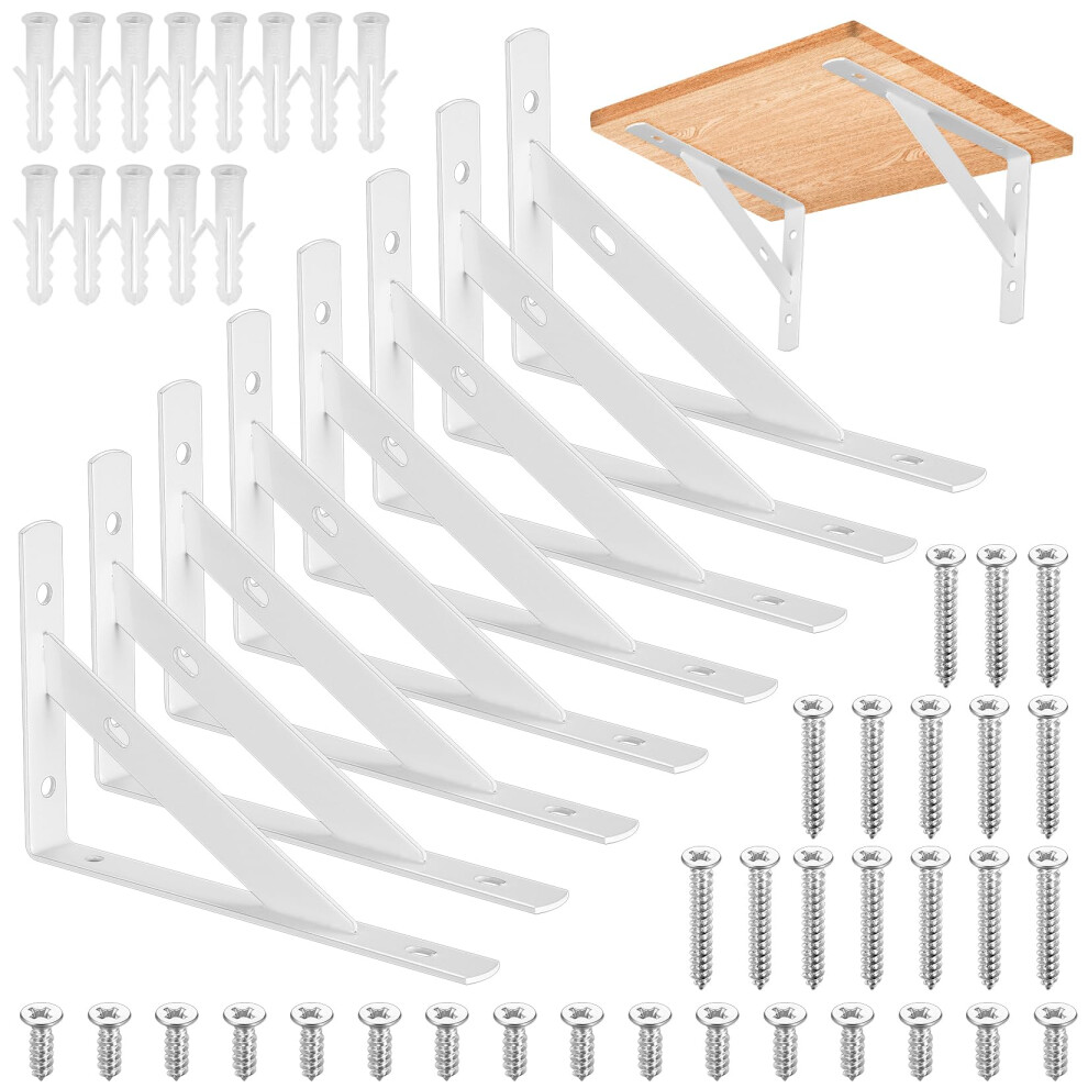 8 Pieces Shelf Brackets Heavy Duty, Wall Mounted Triangle Shelving Brackets, 90 Degree Right Angle Shelf Supporters Brace Brackets 5051226625480