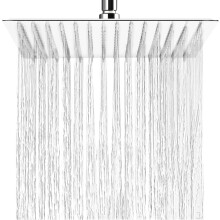 HAUSPROFI Rain Shower Head 12 inch Large Top Spray Square Showerhead 304 Stainless Steel Ultra Thin Powerful High-Pressure Bathroom Shower Head Easy