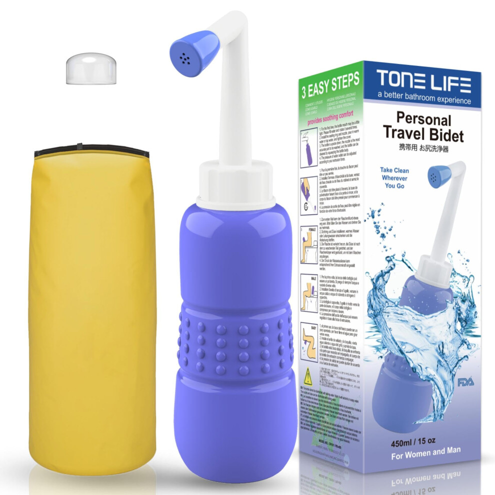 Tonelife Travel Bidet-450 Ml 15Oz Portable Bidets Sprayer-Upside Down Squeeze Flusher Bottle-Momwasher Postpartum Clean-Personal Hygiene Care 5051226616174