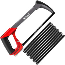 AIRAJ Professional Hacksaw Frames with10 Saw Blades,Two Sawing Angles (45/90),Multi-Purpose Heavy Duty Handsaw Set for Plastic, PVC Pipe,Tile