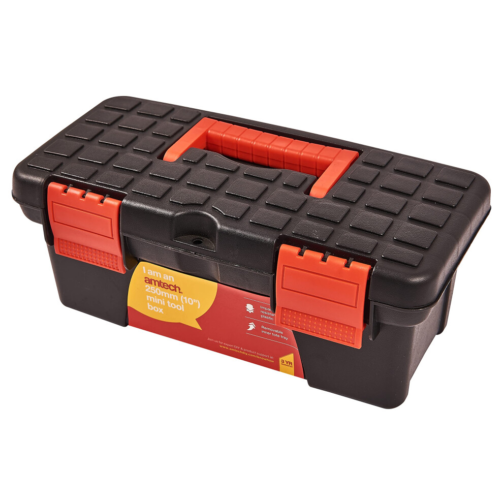 Am-Tech 10" Mini Small Plastic Tool Box With Removable Tray 5002746973759