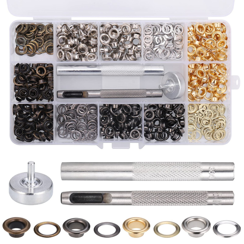 Zocipro Eyelet Punch Kit, 400 Sets 5Mm Grommets Eyelets Kit With Hole Punch Tool, Metal Grommet Tool Kit For Fabric Leather Shoes Bag Canvas Belt Diy 5051226636936