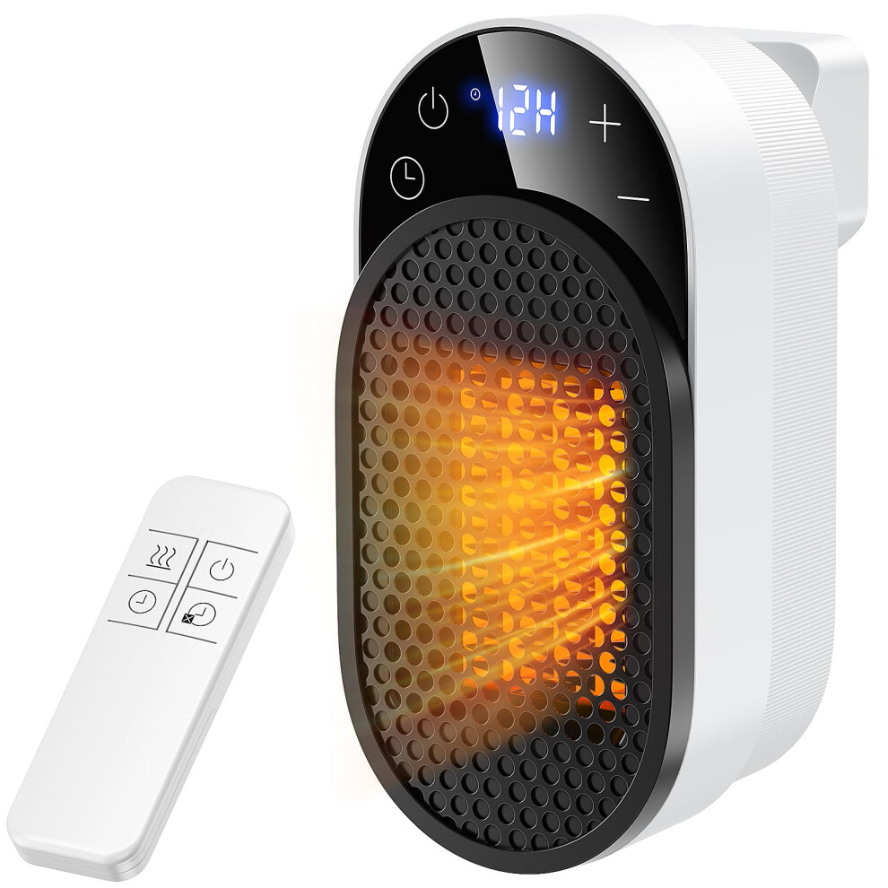 Plug-In Fan Heater Electric Heater With Remote Control, Ceramic Fan Heaters,Quiet And Energy-Efficient Operation, 2 Heating Modes, 1Â12H Timer 5051226701689