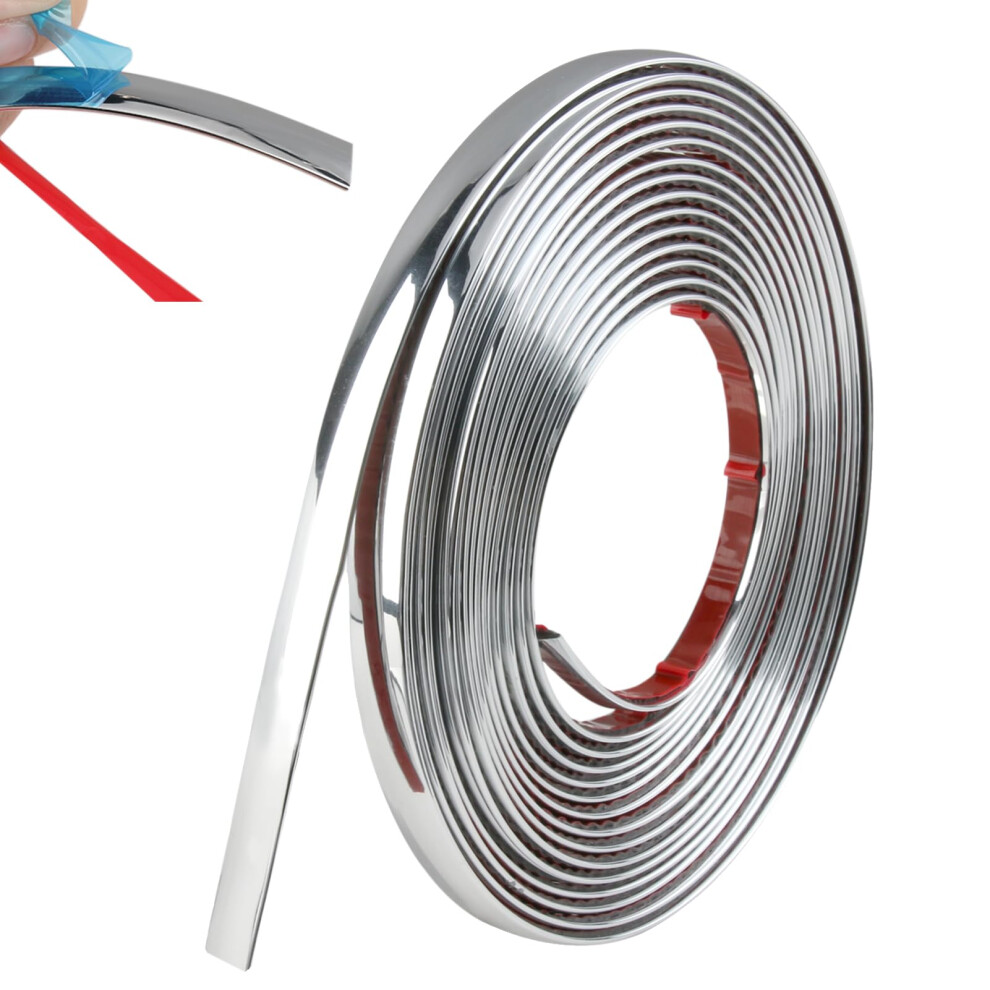 5M Silver Wall Molding Trim Peel And Stick Corner Angle Trim Self Adhesive Flexible Strip Mirror-Like Finish Frame Guard Edge Protector For Ceiling 5051226627309