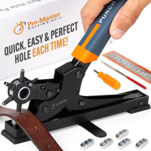 Desktop Leather Belt Hole Puncher Tool - Easier to Use Tabletop Design for Watch Band, Handbag Strap. Heavy Duty Carbon Steel