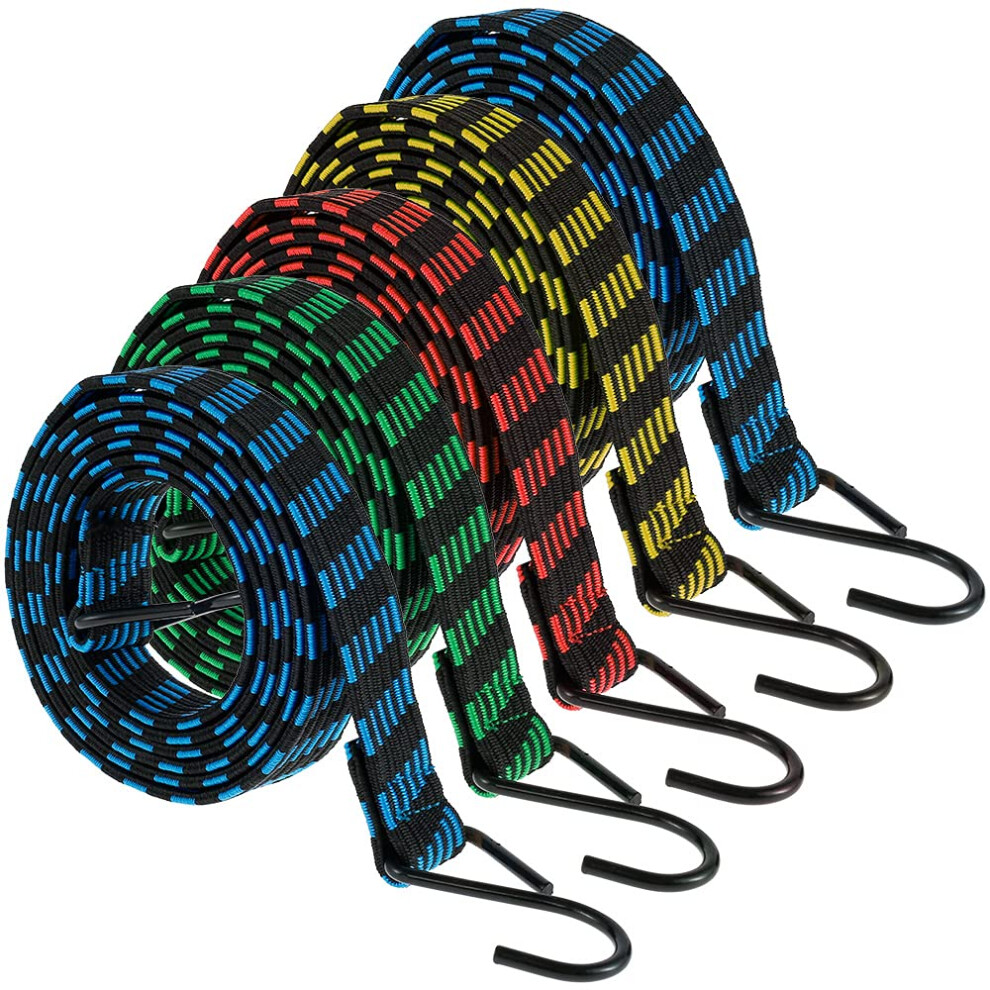 5Pcs Bungee Cords With Hooks, Heavy Duty 6.6Ft/2M Weatherproof & Uv-Resistant Elastic Bungee Straps For Securing Luggage, Camps, Tents, Tarps, Bikes 5051226657832