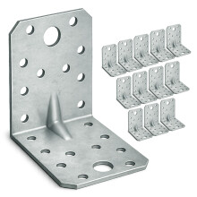 OMIDEAS 12 x Angle Brackets (70 x 70 x 55 x 2.5) Heavy Duty Corner Sleeper Bracket with Beading Timber Wood Metal Joining Fixing L Galvanised Steel