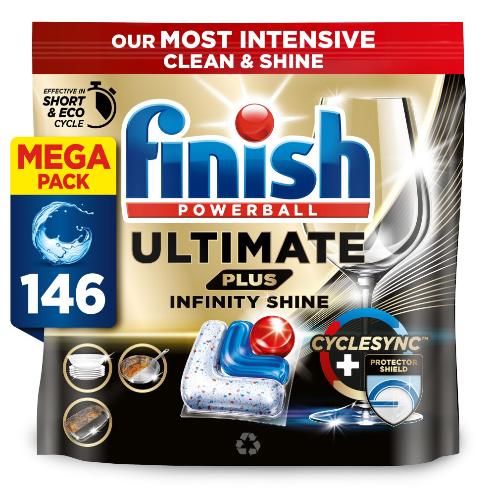 Finish Dishwasher Tablet, Ultimate Plus Infinity Shine, 146 Tabs (73 X 2Pck), Fresh Scent, Tough On Grease, Our Most Intensive Clean & Shine