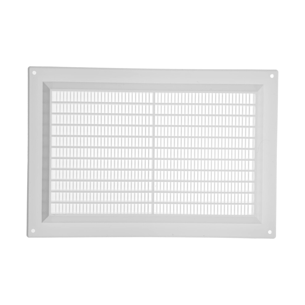 Vent Systems 250 X 170 Mm / 10" X 7" Inch Rectangular Plastic Air Vent Cover, Louvered Wall Grille With Insect Mesh 5051226633362