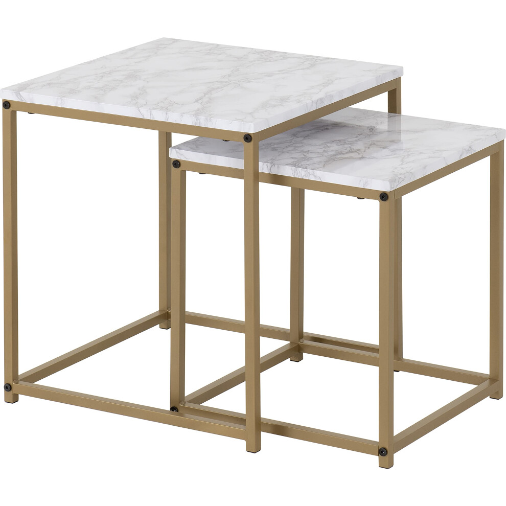 Seconique Dallas Nest Of 2 Tables In Marble/ Effect Gold