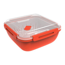 Rotho, Memory Microwave, Steamer oven for microwave 1.7 l, Plastic (PP) BPA-free, red/transparent, 1,7l (19,5 x 19,5 x 9,1 cm)