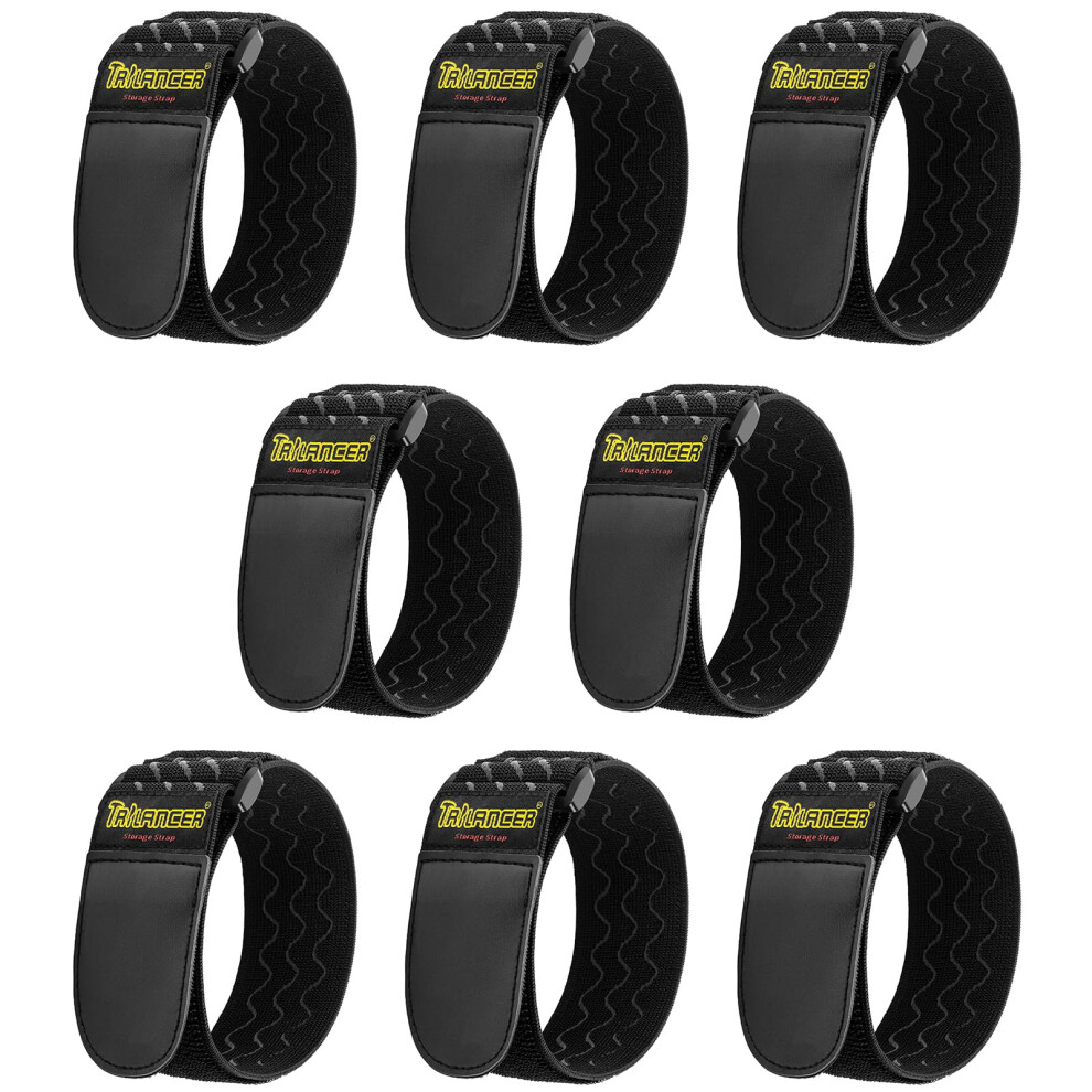 Trilancer Elastic Cinch Straps With Anti-Slip Strips, 30Cm X 5Cm (8 Pack) Multipurpose Hook And Loop Bundling Stretchy Straps For Extension Cords 5051226660269