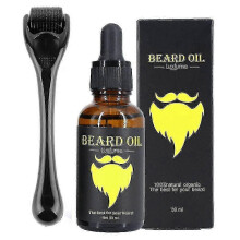 Beard Growth Kit with Derma Roller and Oil for Men, Promotes Thicker Facial Hair Naturally