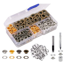 funvce Eyelet Punch Kit,120 Sets 6mm Grommet Set with Hole Punch Tool, Fastened Tool and Metal Base,Eyelets for Fabric,Leather,Clothes,Canvas Hole