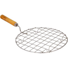 Stainless Steel Round Wire Roasting Rack with Wooden Handle Multi-Purpose Roasting Pan,Wire Roaster,Roasting Net, Roti Jari, Roti Grill, Papad Grill