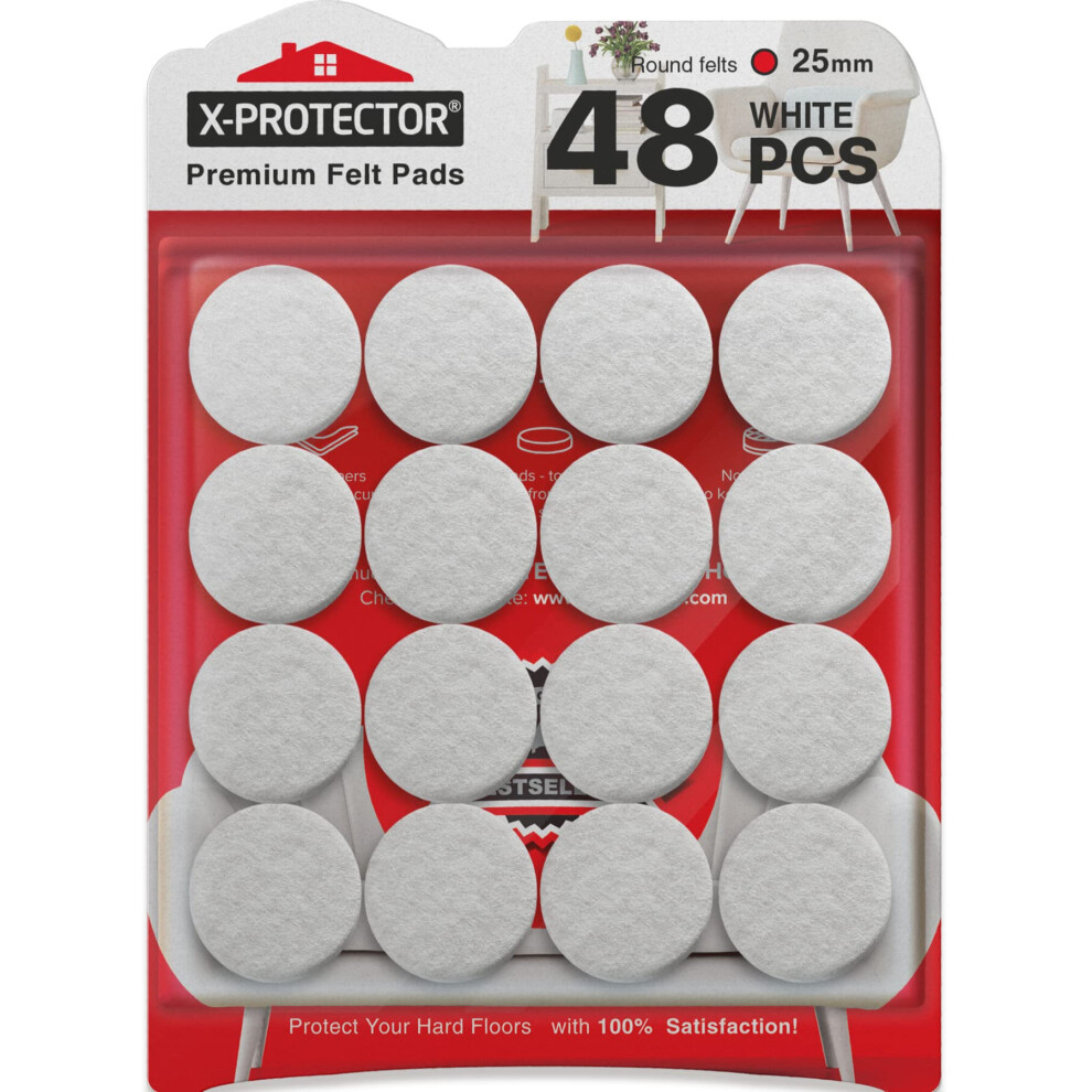 Chair Pads Floor Protectors X-Protector 48 Pcs - Felt Furniture Pads - Premium Chair Feet Protectors - Huge Quantity Floor Protector Pads 5051226663482