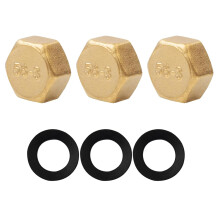 3 Pcs 1/2" Brass Blanking Nuts, Brass Female Blanking Stop Cap with Washers - No Leaks Plumbing Fittings for Radiator Solutions