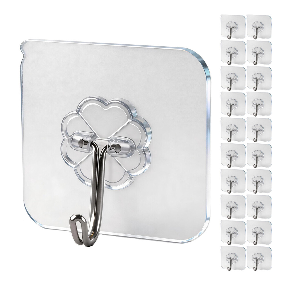Wovu Wall Hooks 15Kg(Max) Transparent Seamless For Hanging,Waterproof Oilproof Bathroom Kitchen Heavy Duty Adhesive Hooks,Coat Hooks, Utility Towel B 5005905049043