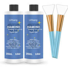 500ML-2 Pcs Diamond Painting Sealer with Silicone Brush, 2 x 250ML 5D Diamond Art Glue Accessories Permanent Hold & Shine Effect for Diamond Painting