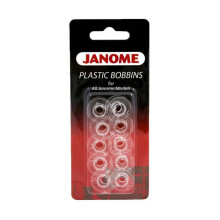 Janome Genuine 10 Pk. Plastic Bobbins #200122614 for All Janome & Necchi Models
