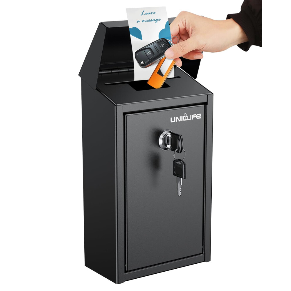 Uniclife Metal Mailbox With Top Slot, Mounted Collection Box With Key Lock - Safe Suggestion & Cash Drop Box For Home Office & Business 5051226638725