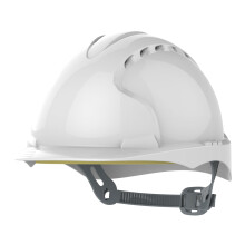 JSP EVO2 Safety Helmet Hard Hat - Vented - White - Slip Ratchet Adjustment - Adjustable Precision Fit Harness - Lightweight - For Construction