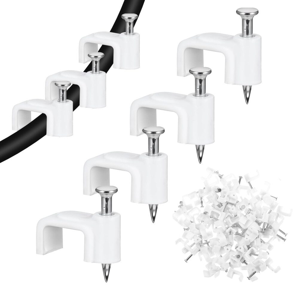 Andibro 100Pcs White Cable Clips,8Mm Wire Wall Clips With Steel Nails Ethernet Cable Clips Clips Cable Tacks Coax Cable Clips For Wire Ethernet 5051226646577