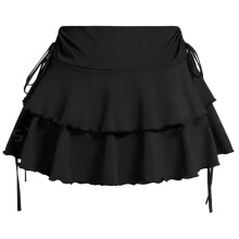 Easy Care Fashion Skirt Low Rise Pleated Design-Black M