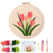 Myfelicity Punch Needle kit,Tulip Embroidery Kit - Punch Needle DIY Craft Set with Vintage Tulip Design