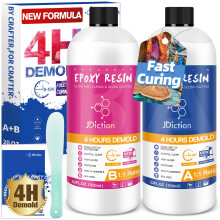 JDiction Fast Curing Epoxy Resin, 64OZ/1.9L 4H Demold Epoxy Resin Kit -Crystal Clear, Bubble-Free, Not-Yellowing, Self-Leveling for Art Resina