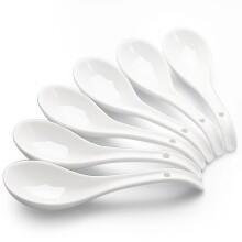 AOOSY Asian Soup Spoons,6.75 inch Ceramic Ramen Soup Spoons,Chinese Soup Spoons,Bright White Japanese Spoon Large for Ramen Pho Cereal,Wonton