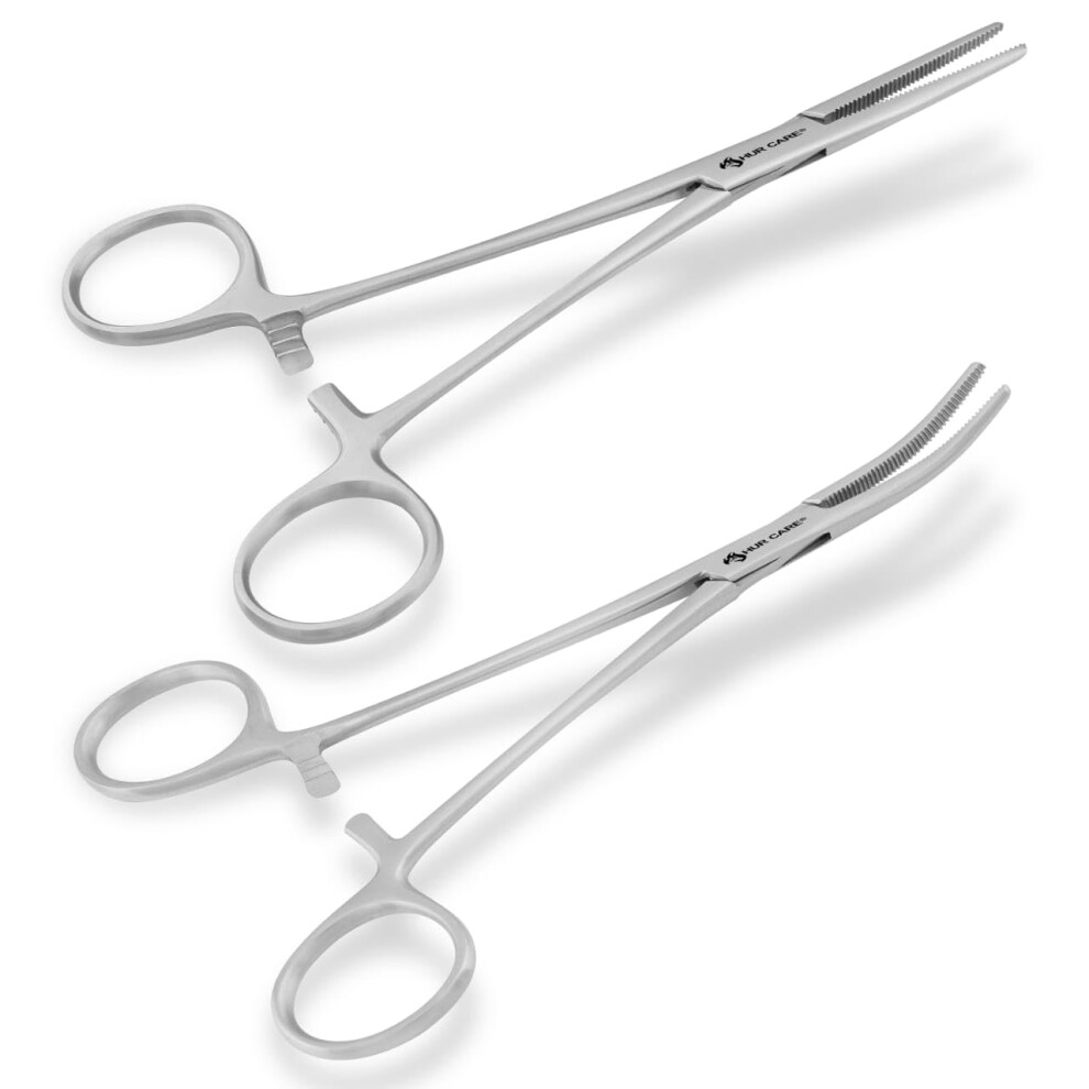 2 Pcs Stainless Steel Self-Locking Fishing Forceps Locking Pliers Piercing Pliers Suturing Piercing Clamp With Powerful Serrated Jaw Multipurpose 5051226648052