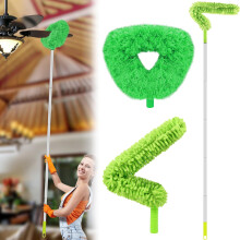 Lalafancy Microfibre Feather Duster with Extension Pole Up to 78 Inch, 2 Pcs Bendable Washable Long Reach Duster for Cleaning High Ceiling and Fans