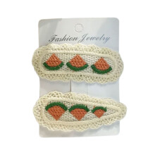 2Pcs Cute Embroidery Fruit Hairpins with Lace Side-watermelon